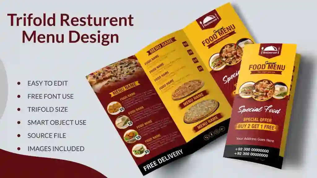 Restaurant Menu Design | Trifold Boucher Design 1 Restaurant Menu Design | Trifold Boucher Design