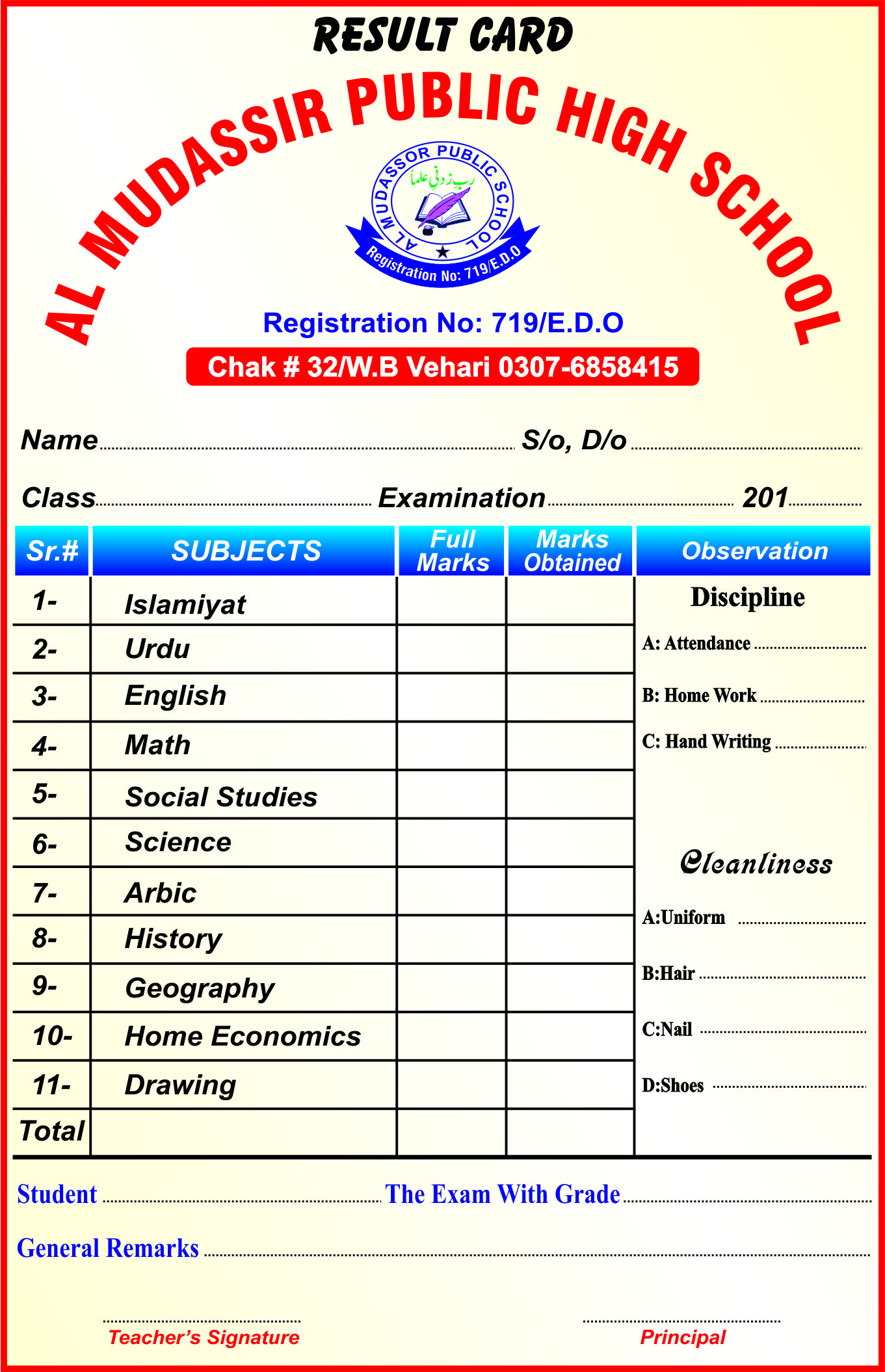 School Result Card Design CDR Template Graphics Inn