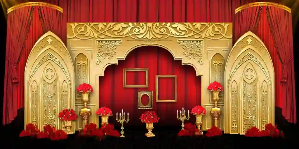 Golden high end baroque theme wedding stage background | Decors & 3D Models PSD Free Download 3 Golden high end baroque theme wedding stage background | Decors & 3D Models PSD Free Download