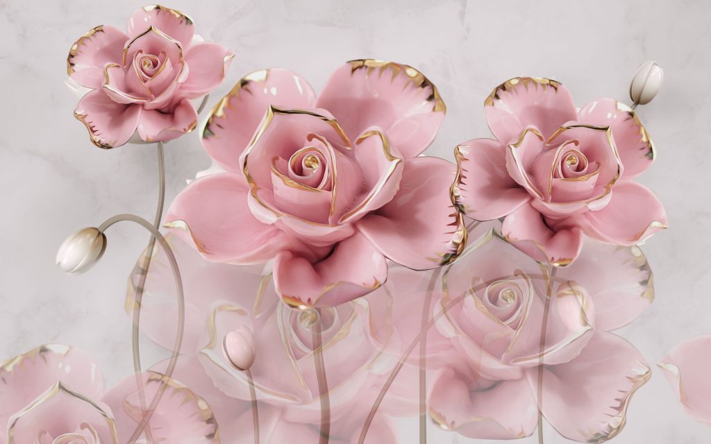 Pink 3d Flowers PSD Wallpaper