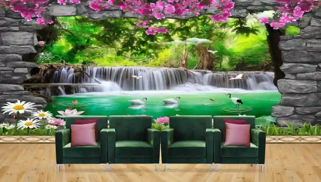 3D Nature Wallpaper with Stone Arch Waterfall Wall Wallpaper Free Download 1 3D Nature Wallpaper with Stone Arch Waterfall Wall Wallpaper Free Download