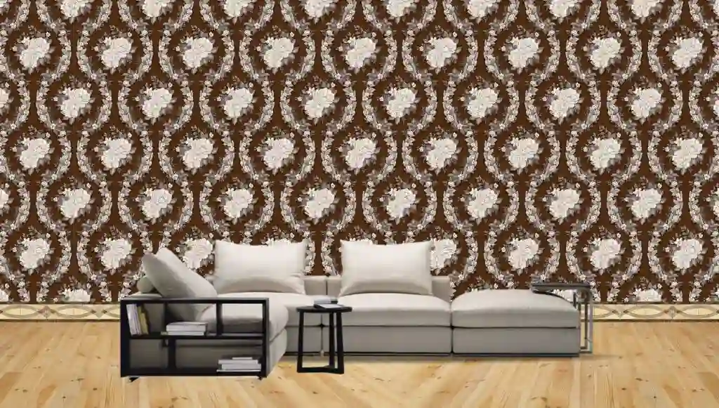 Damask Seamless Pattern Drawings with Roses & Leaves Wallpaper Free Download 1 3d psd wallpaper free download
