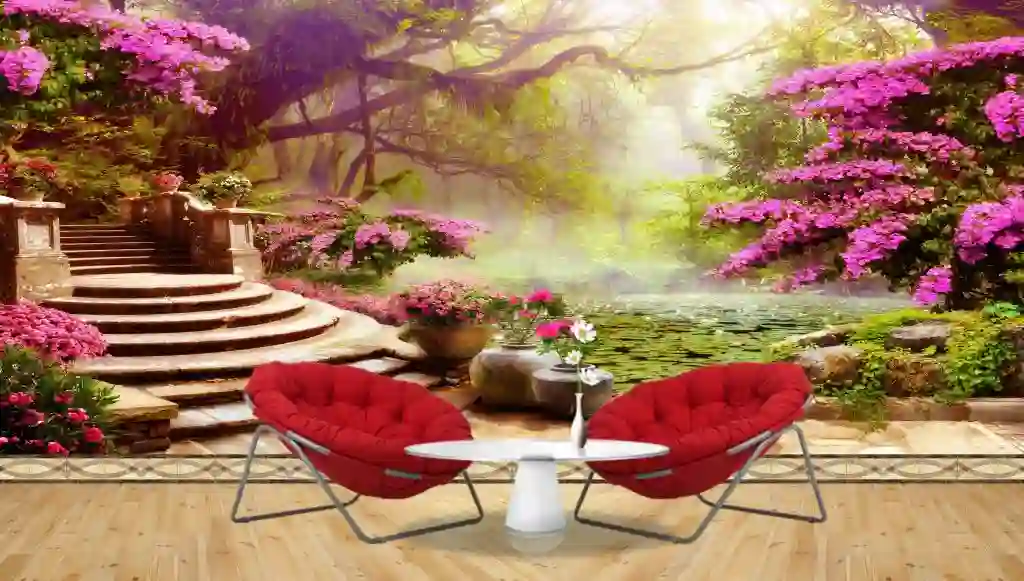 Garden Forest Landscape 3d Background Wall Wallpaper Free Download 1 3d PSD Wallpaper