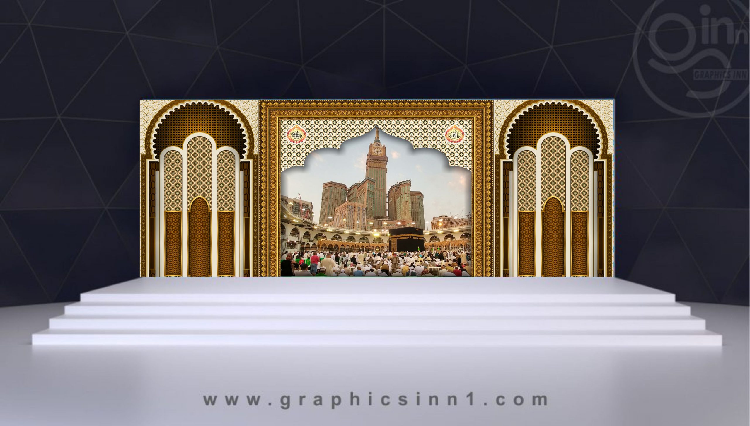 Islamic Stage Flex Design – Mehfil Stage Background Free Download