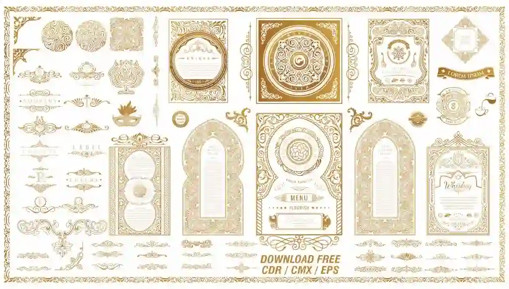 Calligraphic Border Set - Vintage Golden Frames - Royal Ornament Elements Free Download 1 Calligraphic Border Set - Vintage Golden Frames - Royal Ornament Elements Free Download