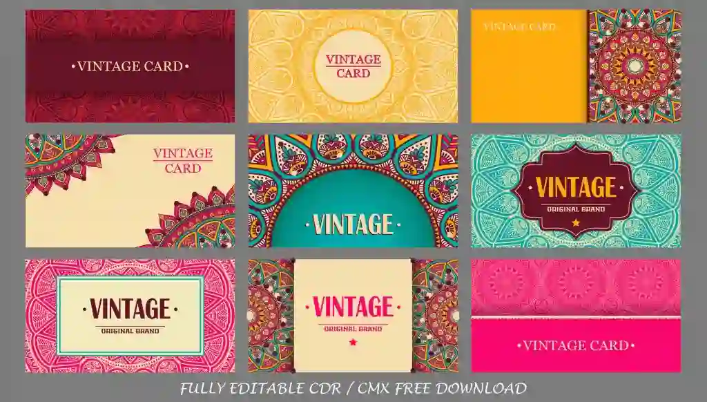Business Cards with Vintage Decorative Elements Hand drawing background Free Download 1 Business Cards with Vintage Decorative Elements Hand drawing background Free Download