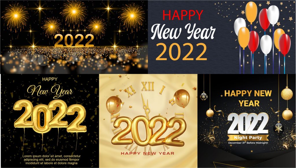 Happy new Year 2022 wishing cards plays banners