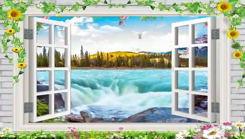3d Background Nature Wallpaper Wall Mural Free Download 1 3d wallpaper design waterfall and sea lake