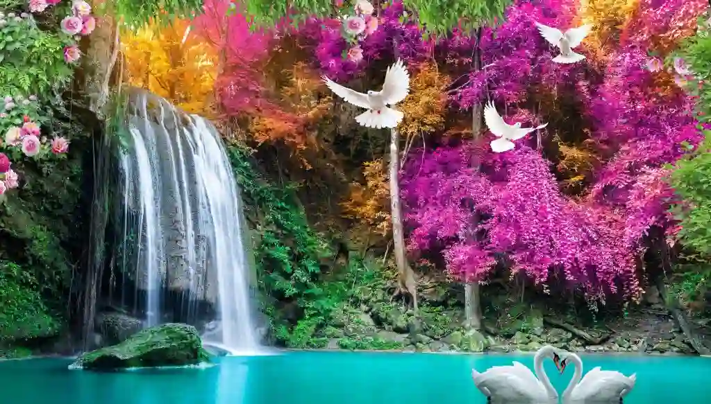 Beautiful Waterfall Autumn Forest Wallpaper Free Download 1 Beautiful Waterfall Autumn Forest Wallpaper Free Download