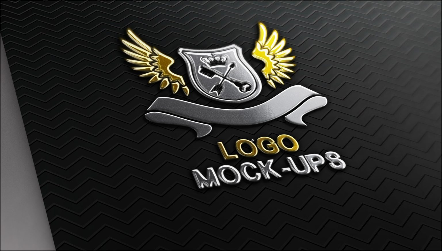 Black Striped Textured Metal Logo Mockup Free Download