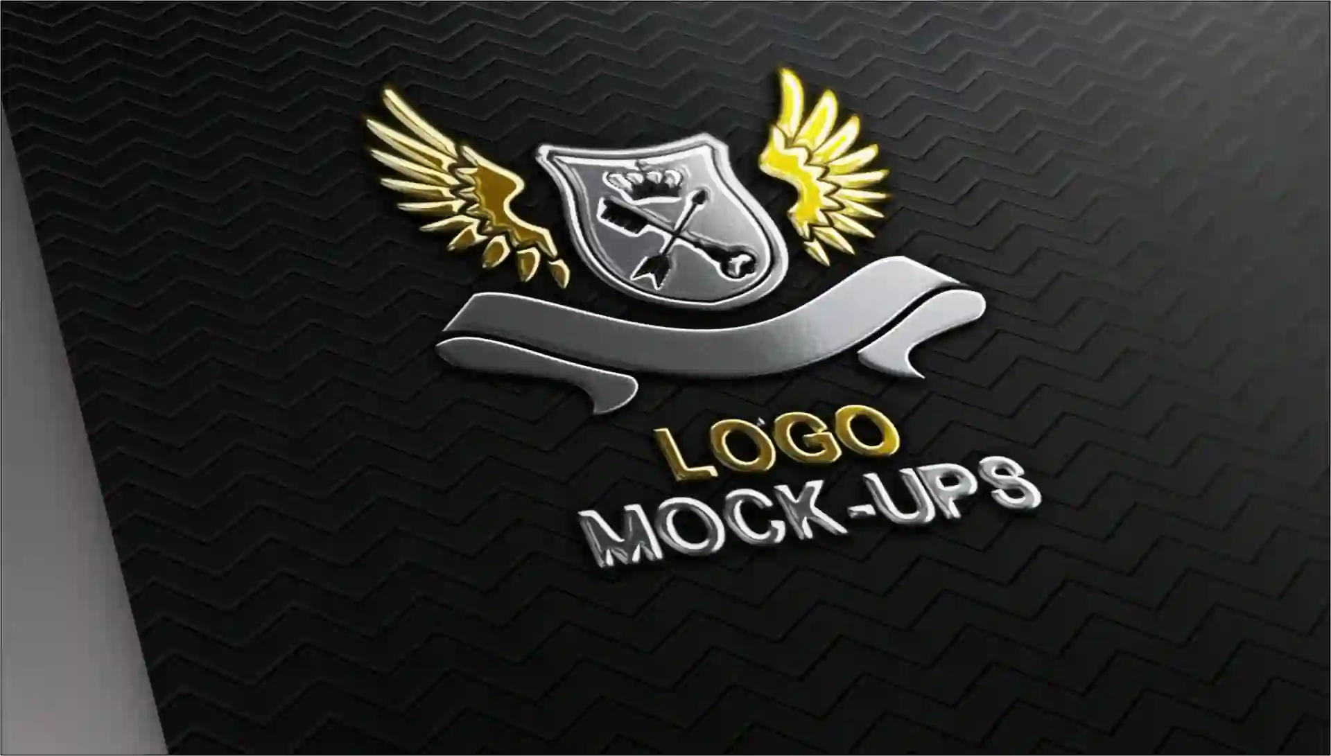 Home 28 Black Striped Textured Metal Logo Mockup Free Download