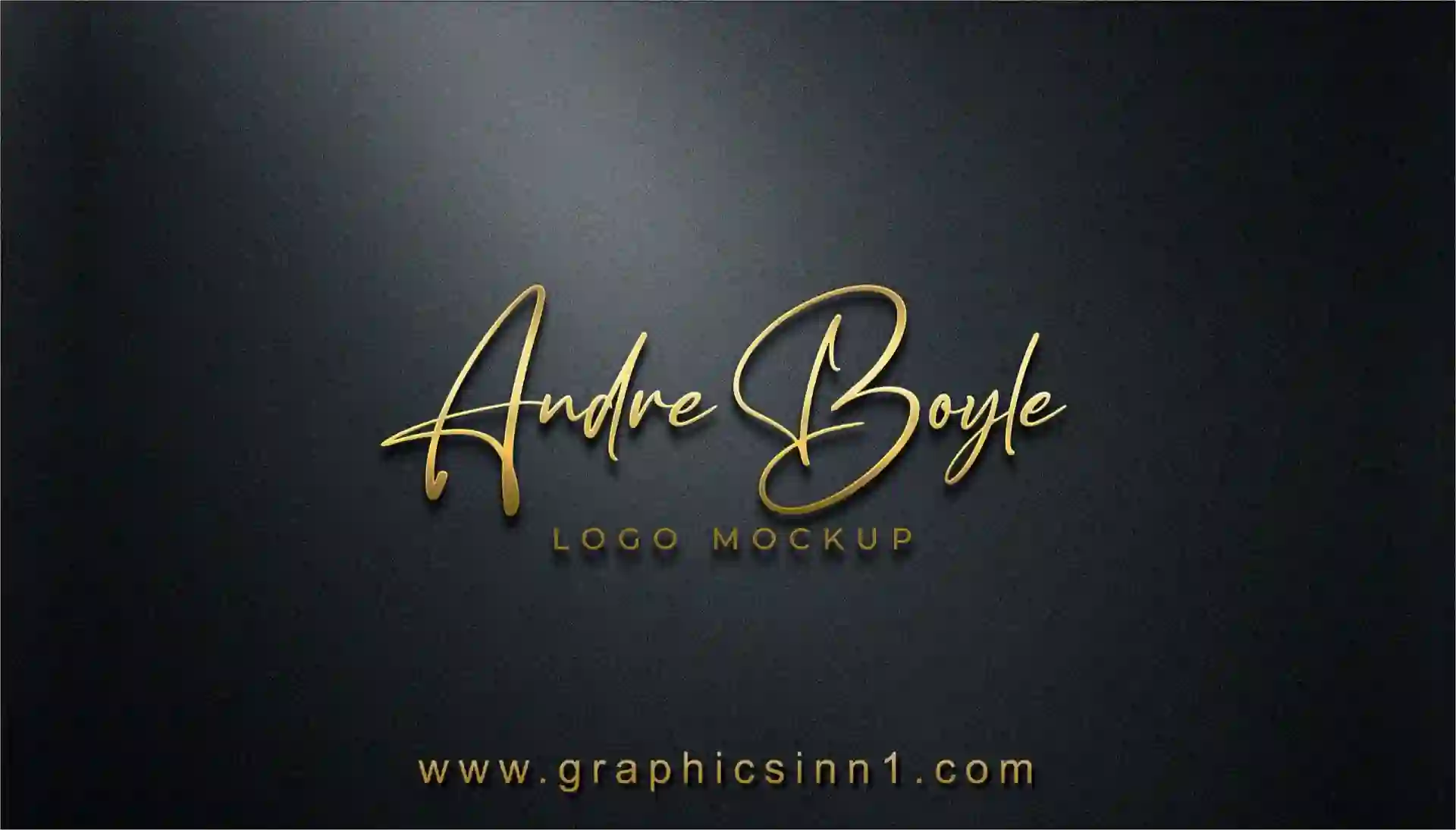 Home 26 3D Gold Logo Mockup Black Wall - Signature Styles Mockups