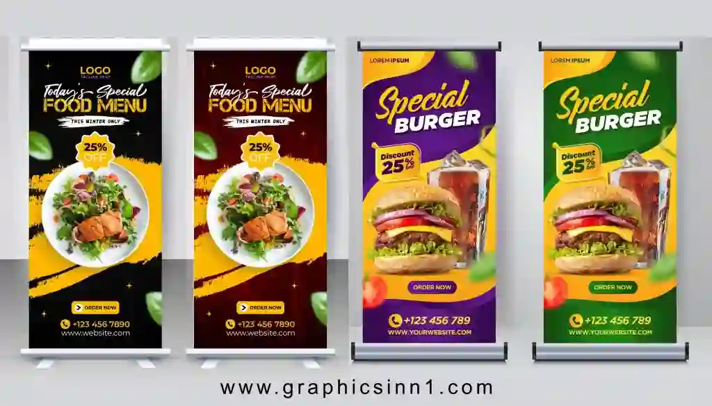Attractive food Restaurant Roll up Banner Design 1 Attractive food Restaurant Roll up Banner Design