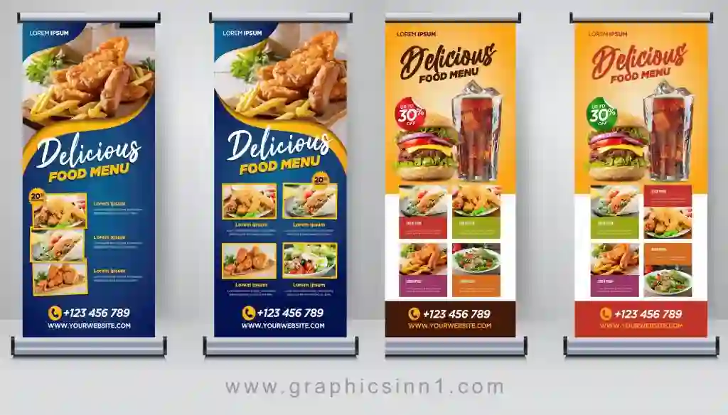 4 Food Restaurant Roll up Banner Design 1 4 Food Restaurant Roll up Banner Design