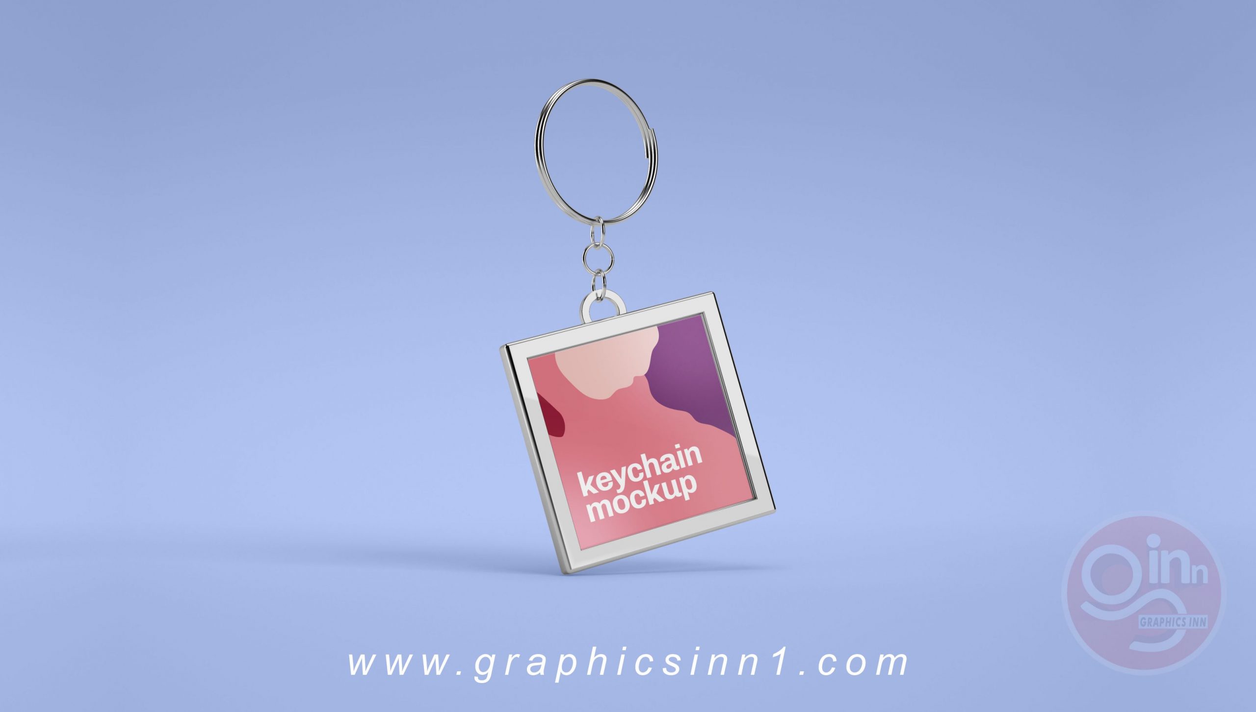 Square Metallic Keychain Mockup Free Download