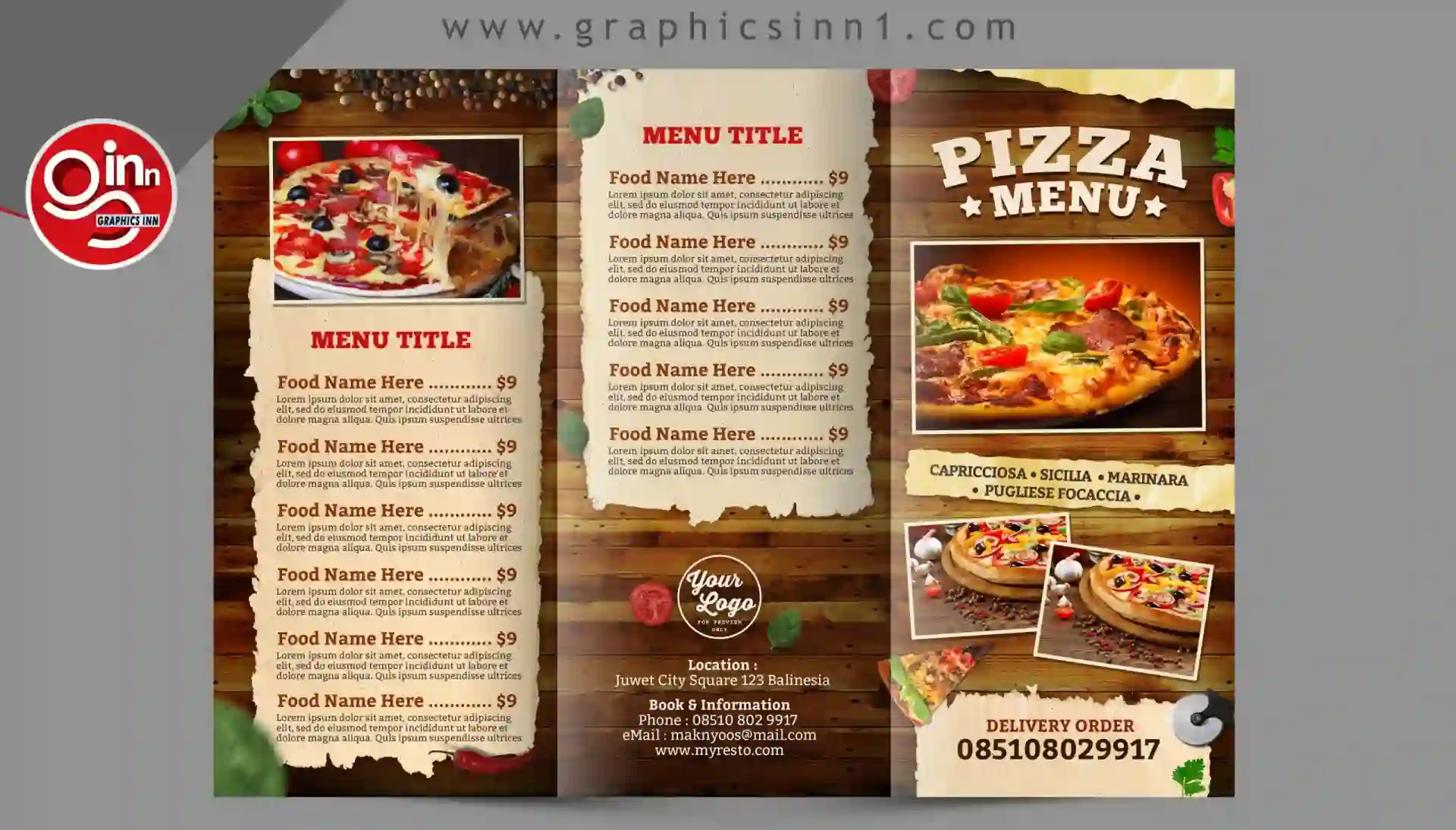 Home 17 Pizza Menu Trifold - Food Menu Broucher Free Download