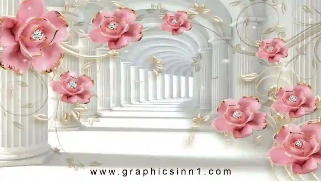 3D Pink Flowers Wall Wallpaper Free Download 1 3D Pink Flowers Wall Wallpaper Free Download