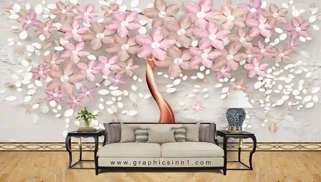 3d Mural Tree with Flowers Abstract Floral Wallpaper 1 3d Mural Tree with Flowers Abstract Floral Wallpaper