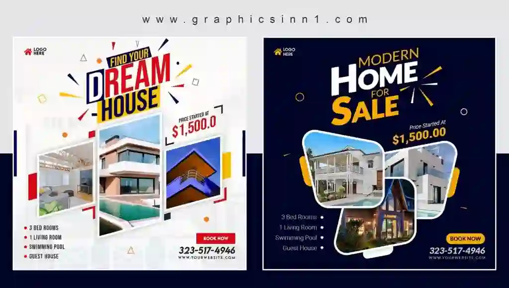 Real Estate Agency Home Sale Post Templates 1 Real Estate Agency Home Sale Post Templates