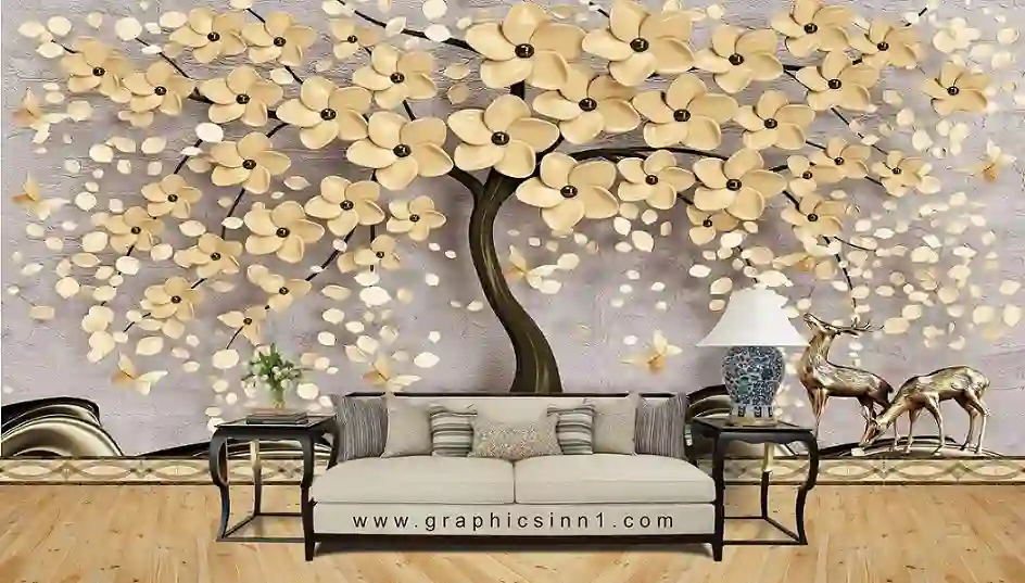 Tree with Flowers Elk Deer 3D Wallpapers 1 Tree with Flowers Elk Deer 3D Wallpapers