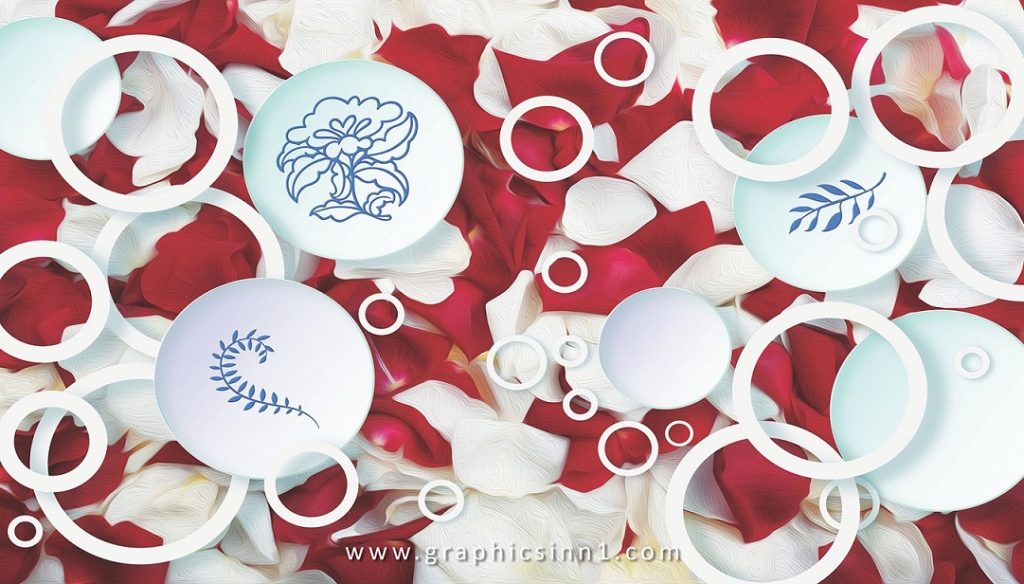 Modern Romantic Rose Petal Jade Porcelain 3D Wallpaper graphics inn