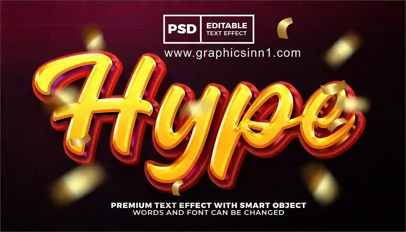 Home 26 3D Hype Text Effect PSD File Free Download