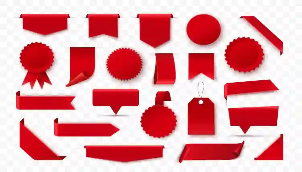 Red Ribbons Tags Badges Labels Vector Template 1 Red Ribbons Tags Badges Labels Vector Template