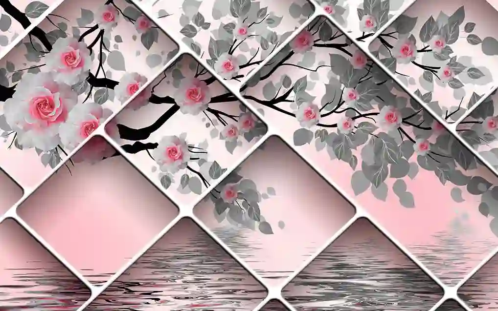 3D Wallpapers 8 3D Wallpaper Design with Geometric Shapes & Florals
