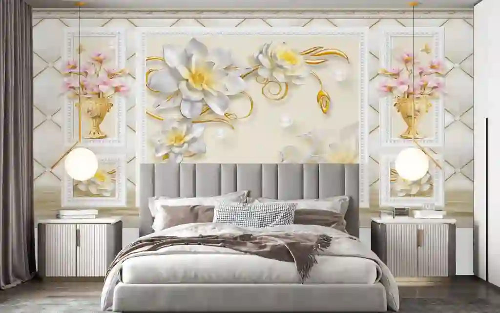 Classic Interior Wallpaper with Moldings Flowers Free Download 1 Classic Interior Wallpaper with Moldings Flowers Free Download