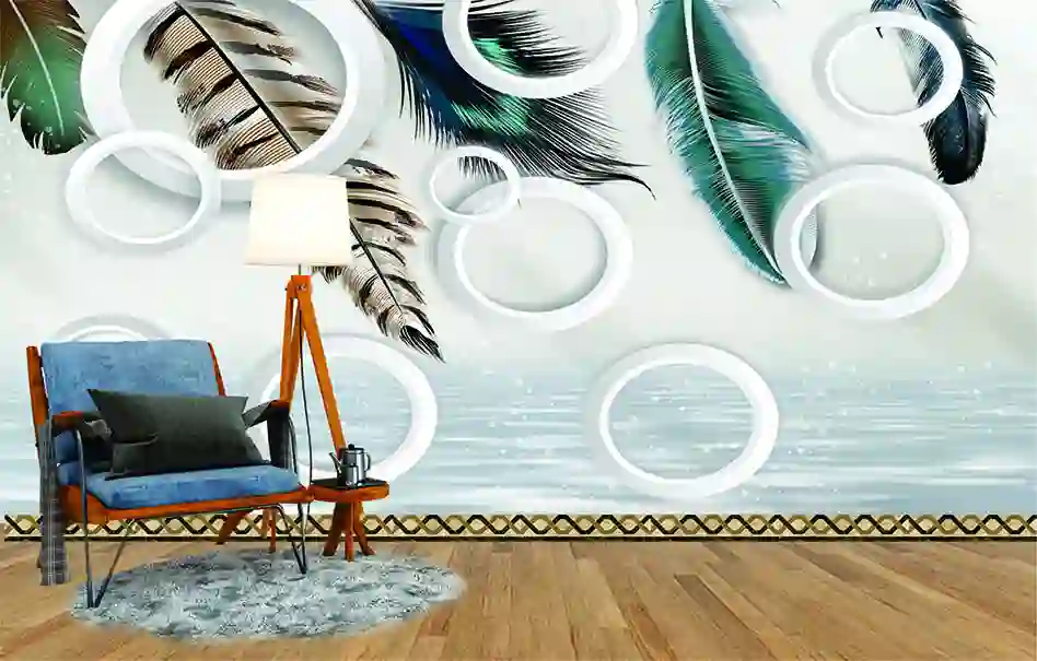 Colorful Feathers Wallpaper Mural Circles Red Flowers Wallpaper 1 Colorful Feathers Wallpaper Mural Circles Red Flowers Wallpaper