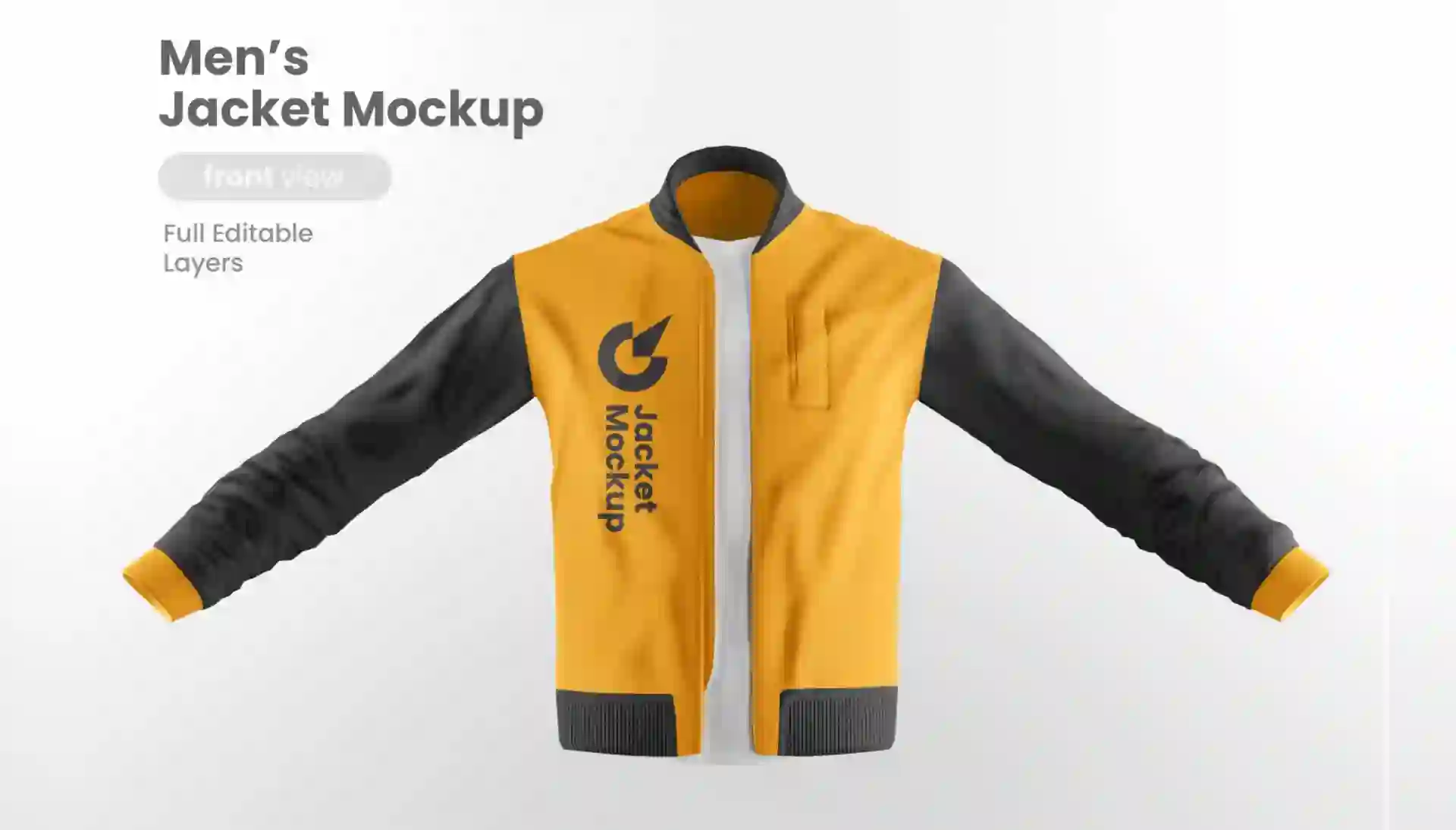 Home 25 Front View Jacket Mockup PSD Free Download
