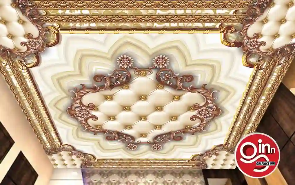 Golden Interior Classic Decorations 3d Ceiling Flex Wallpaper 1 Golden Interior Classic Decorations 3d Ceiling Flex Wallpaper