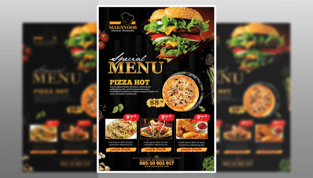 Restaurant Menu Flyer Design PSD Free Download