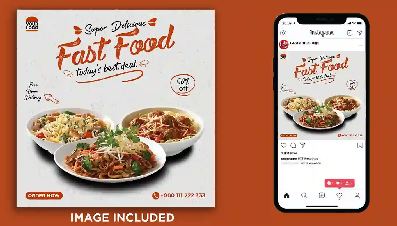 Home 23 Super Delicious Fast Food Social Media Post Template
