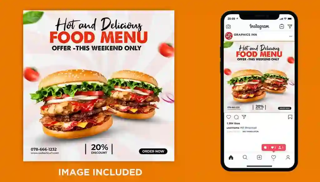 Delicious Burger Food Flyer Social Media Post PSD Template 1 Delicious Burger Food Flyer Social Media Post PSD Template