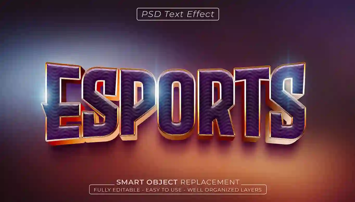 Home 25 3D Style Esports Custom Text Effect Mockup Free Download