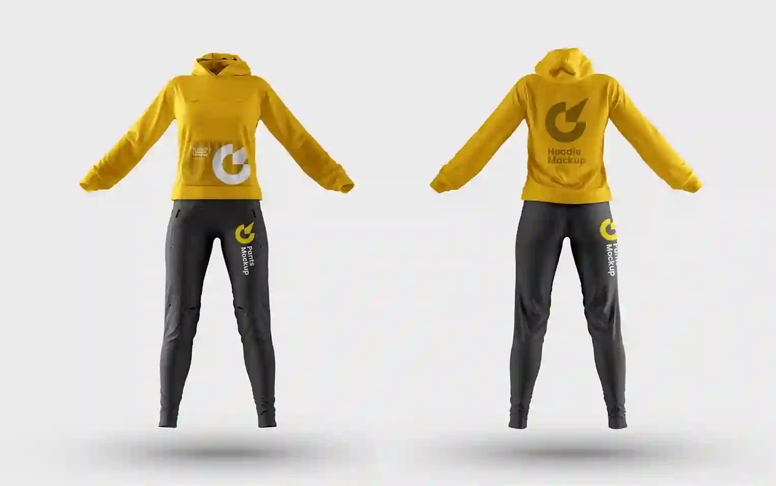 Home 28 Front Back View Hoodie Pants mockup - Sports Kit Mockups