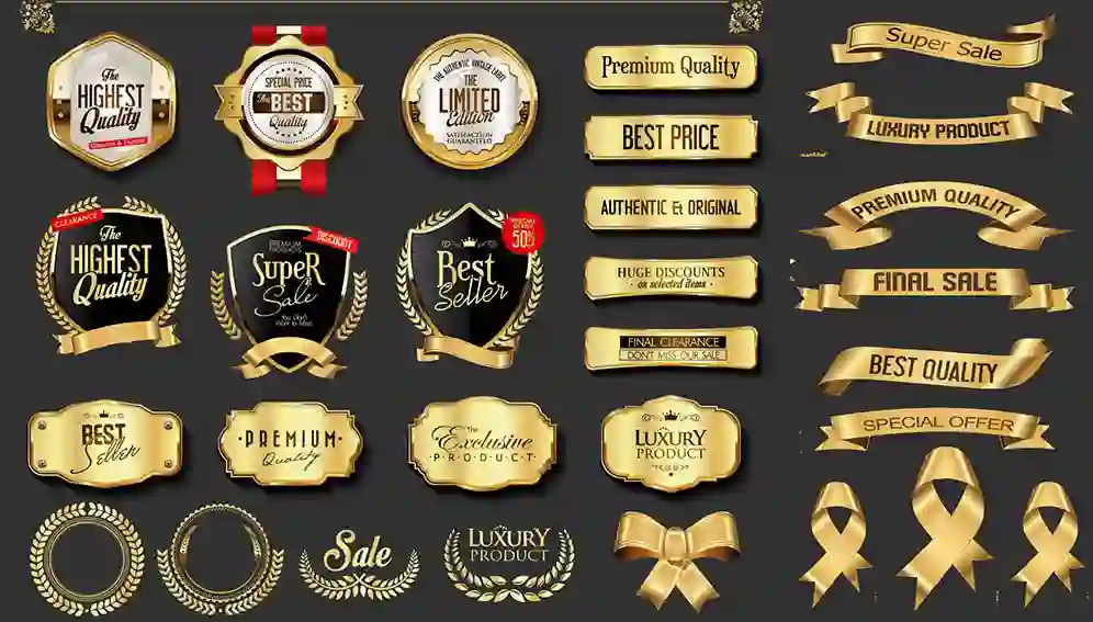 Retro Vintage Golden Badges Labels Collection 1 Retro Vintage Golden Badges Labels Collection