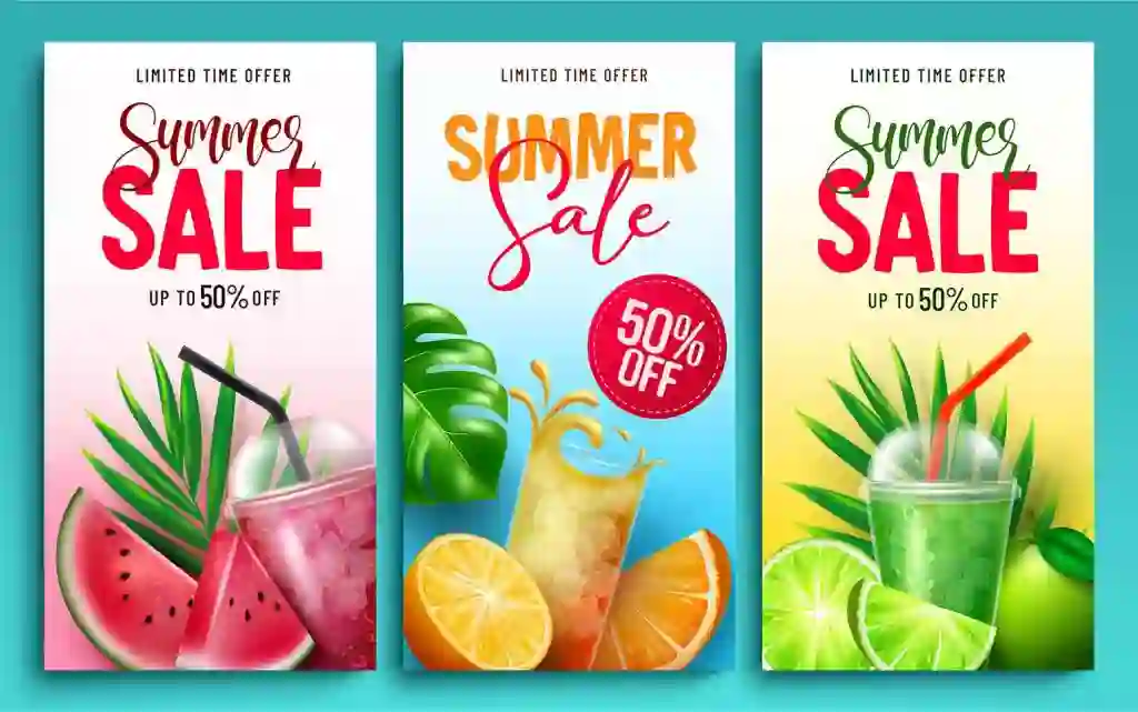 Summer Sale Poster Set with Tropical Fruits Free Download 1 Summer Sale Poster Set with Tropical Fruits Free Download