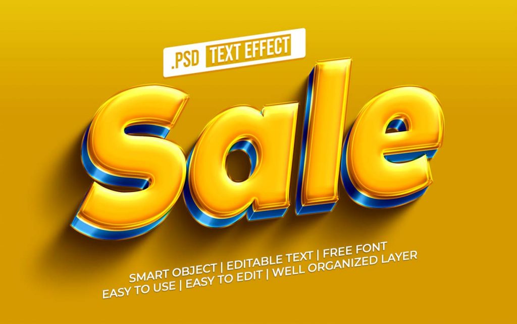 3D Sale Editable Text Effect Mockup Free Download
