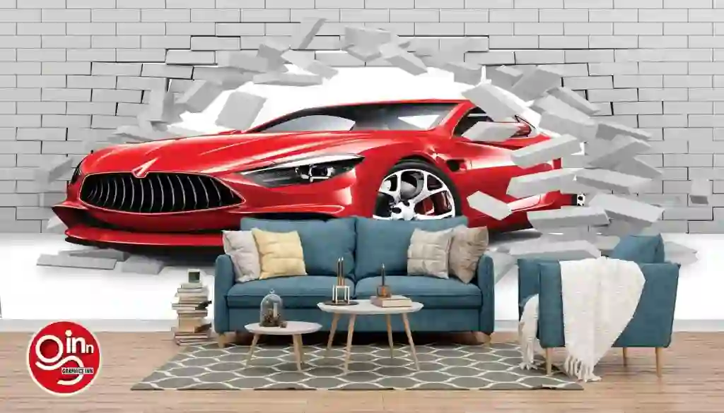 3D Bricks with Car Wall Wallpaper Free Download 1 3D Bricks with Car Wall Wallpaper Free Download
