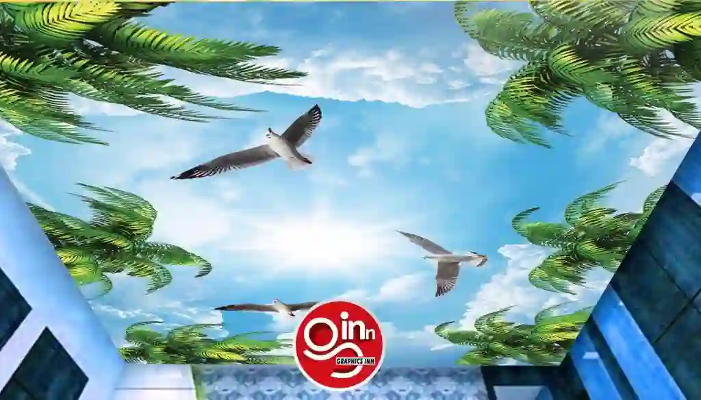 3D Sky with Palm Trees Ceiling Flex Wallpaper Free Download 1 3D Sky with Palm Trees Ceiling Flex Wallpaper Free Download