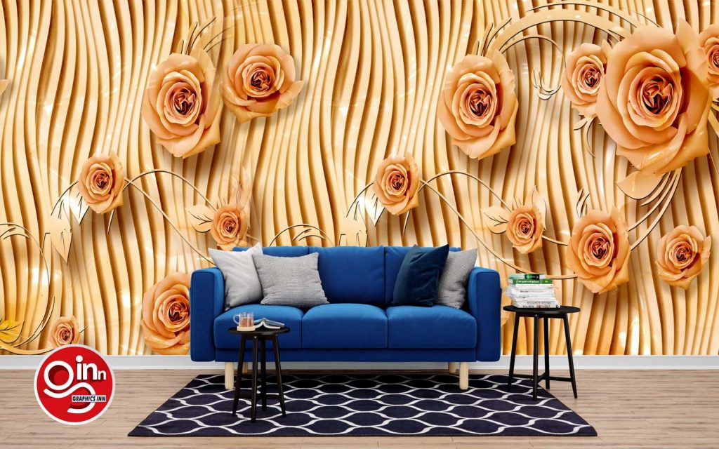 3D Beautiful Rose Flower Design Wall Wallpaper Free Download