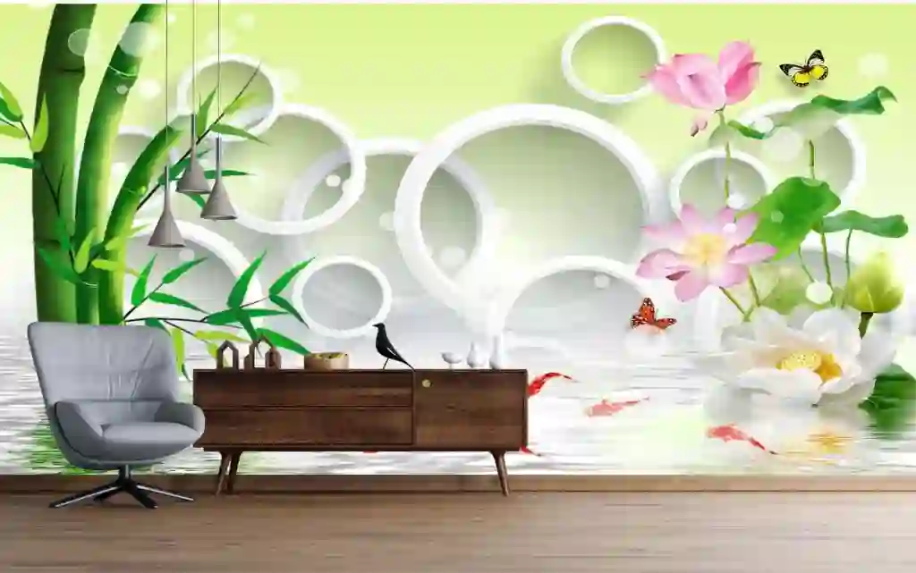 Green Wallpaper with Bamboo Rings Water Lilies Free Download 1 Green Wallpaper with Bamboo Rings Water Lilies Free Download
