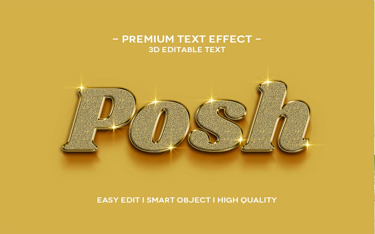 Posh 3d Text Style Effect PSD Mockups Free Download