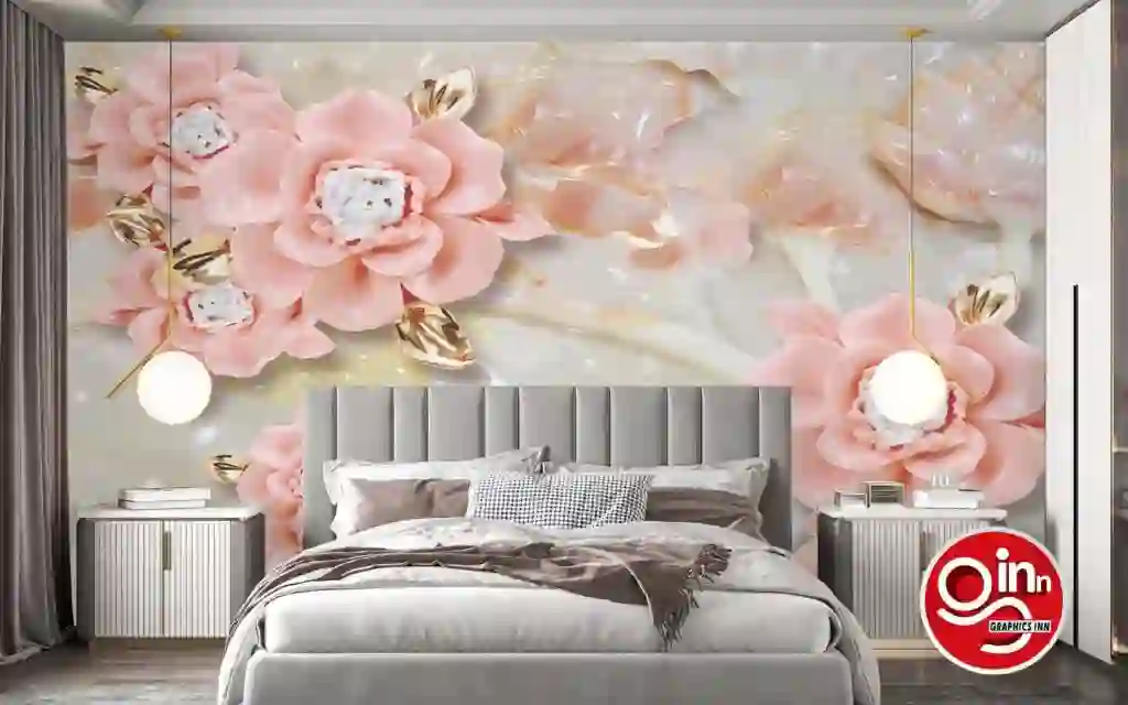 3D Pink Flowers on Marble Base Wall Wallpaper Free Download 1 3D Pink Flowers on Marble Base Wall Wallpaper Free Download