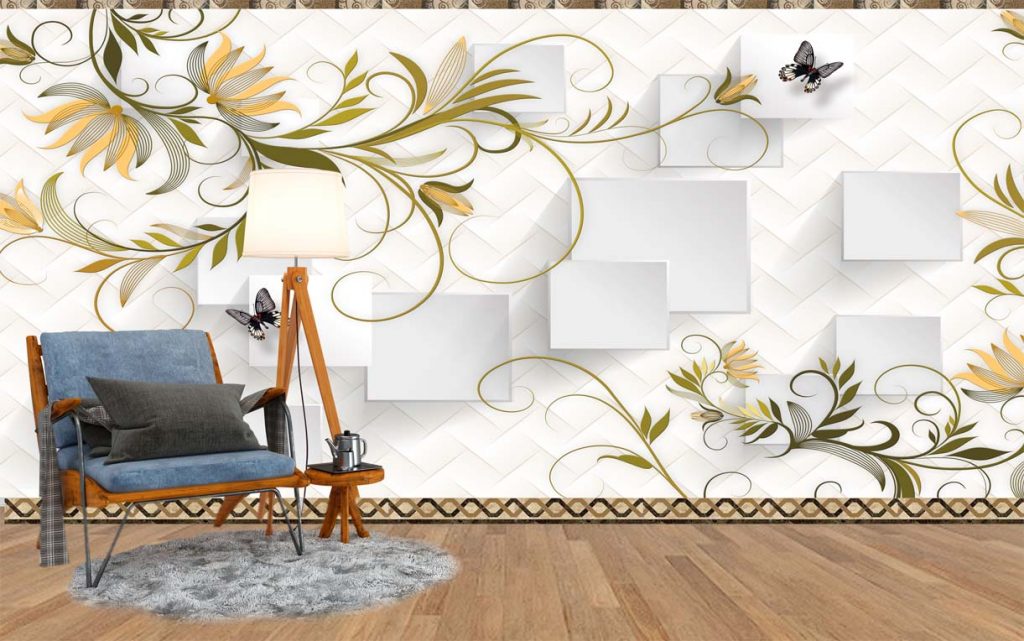 3D Floral Pattern on Decorative Texture Wall Wallpaper Free Download