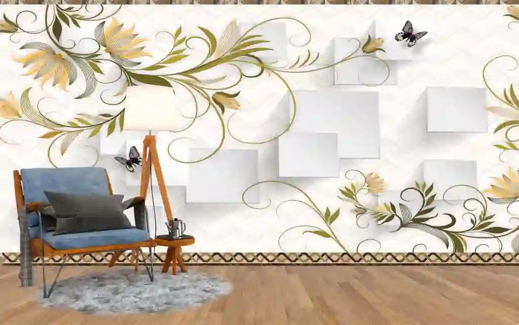 3D Floral Pattern on Decorative Texture Wall Wallpaper Free Download 1 3D Floral Pattern on Decorative Texture Wall Wallpaper Free Download
