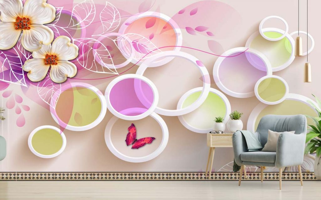 3D Colorful Circles Bedroom Wallpaper Free Download