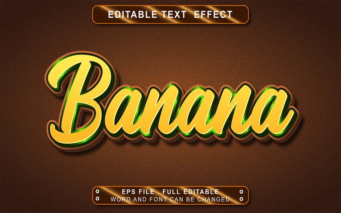 3D Banana Text Effect Mockup Free Download